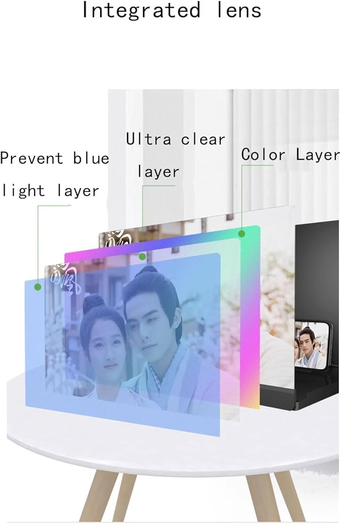 Screen Magnifier, Mobile Phone 3D Magnifier Projector Expander Screen for Movies, Videos and Gaming, Supports All Smartphones(Black+Glasses,60inch) - Image 2